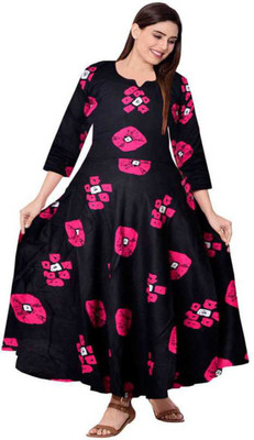 Kuber taxtile Anarkali Gown(Black)