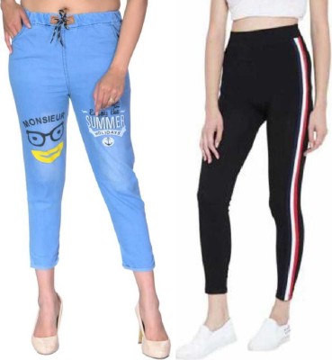 Qtsy Regular Girls Blue, Black Jeans(Pack of 2)