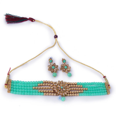 TWOLOVER Alloy Gold-plated Green Jewellery Set(Pack of 2)