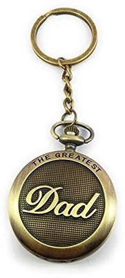 gtrp Dad Crafted Pocket Watch & Metal Keychain/ Keyring (Bronze) Key Chain Key Chain