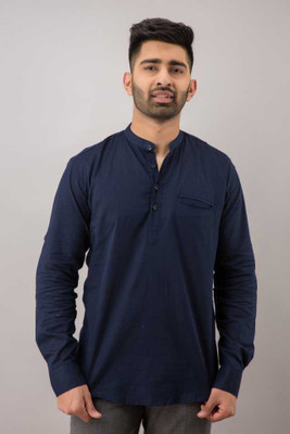 Modern Mode Creation Men Solid Straight Kurta(Dark Blue)
