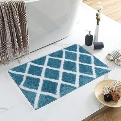 Enyra Homes Microfiber Bathroom Mat(Blue, Medium, Pack of 2)