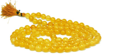 antogatva Original Yellow Hakik/Yellow Agate Mala 6 mm & 108+1 Beads, Wear and Jaap/Japa Agate Stone Chain