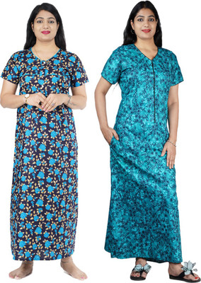 Wristy Women Nighty(Blue, Green)