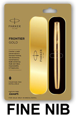 PARKER FRONTIER GOLD WITH GOLD PLATED CLIP FOUNTAIN PEN – FINE NIB Fountain Pen(Ink Color - Blue)