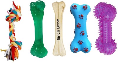 Pet Guard Jelly, Spike Treat Dispenser Bone Chew Toys, 6-inch Bone for Dogs -Set OF 5 Rubber Chew Toy For Dog
