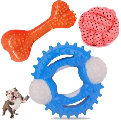 Pet Guard Toys Spike Ring Rope Cotton Ball Teething Toy for Aggressive Chewers Medium-3pcs Rubber Chew Toy For Dog