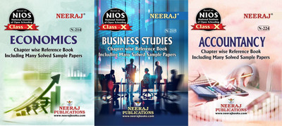 NIOS Economics(214), Business Studies(215), Accountacy (224) 3 Books Class 10 Chapter Wise Ref Guide Books With MANY SOLVED QUESTION PAPERS English Medium(Paperback, Neeraj)