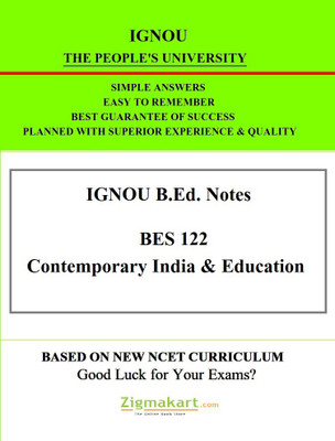 BES 122 Contemporary India & Education Notes In English Medium/IGNOU Notes/Study Notes(Spiral Bound, ZigmaKart)