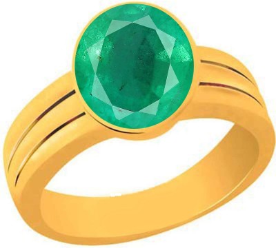 BWM GEMS Certitone Original 11.25 Ratti Natural Emerald Stone (Panna Stone) Panchdhatu Alloy Emerald Gold Plated Ring