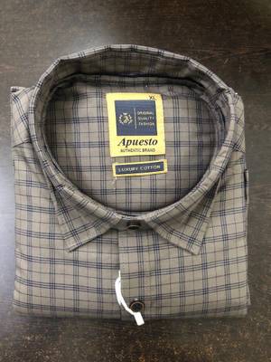 Apuesto Men Checkered Casual Dark Blue, Grey Shirt - Buy ...