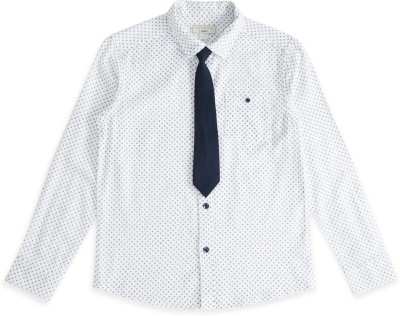 Pantaloons Junior Boys Self Design Party White Shirt