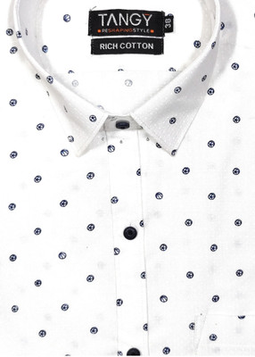 Tangy Men Printed Casual White Shirt