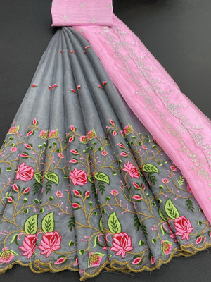 lalu creation Embroidered Semi Stitched Lehenga Choli(Grey)