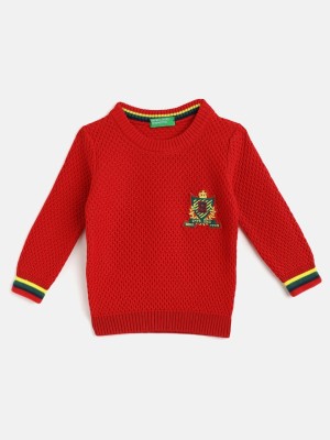 United Colors of Benetton Solid Round Neck Casual Boys Red Sweater