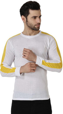 Richifashionhub Colorblock Men Round Neck White T-Shirt