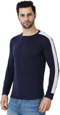 Richifashionhub Colorblock Men Round Neck Blue T-Shirt