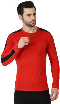 Richifashionhub Colorblock Men Round Neck Red T-Shirt