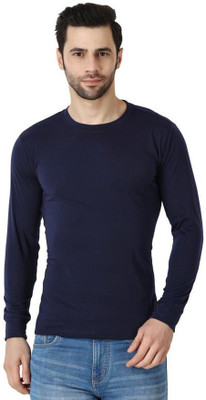 Richifashionhub Solid Men Round Neck Blue T-Shirt