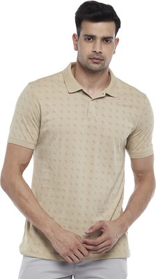 Byford by Pantaloons Printed Men Polo Neck Beige T-Shirt