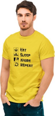 Alfaq Graphic Print Men Round Neck Yellow T-Shirt