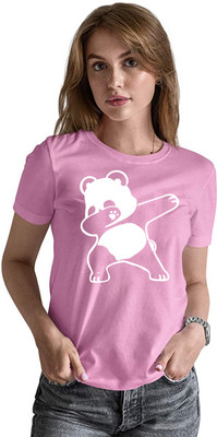 Absolute Defense Printed Women Round Neck Pink T-Shirt