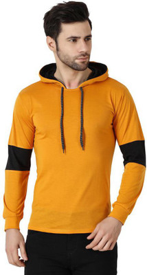 Richifashionhub Colorblock Men Hooded Neck Yellow T-Shirt