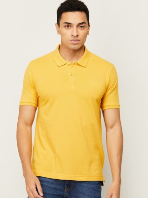 Fame Forever by Lifestyle Solid Men Polo Neck Yellow T-Shirt