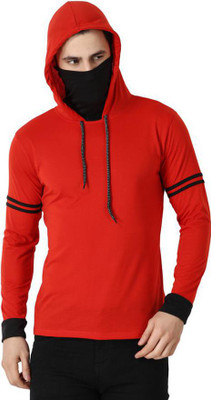 Richifashionhub Solid Men Hooded Neck Red T-Shirt