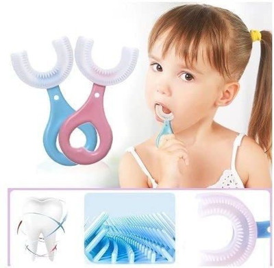 AARADHYAM Quality U Shaped Toothbrush Silicon Tooth Brush for 2-6 Years Kids Ultra Soft Toothbrush(Pack of 2)