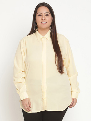 Kira Plus Casual Solid Women Yellow Top