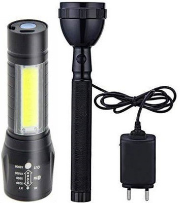AKR Rechargeable Industrial Security Purpose Super Metal Flashlight Torch Torch(Black, 23 cm, Rechargeable)