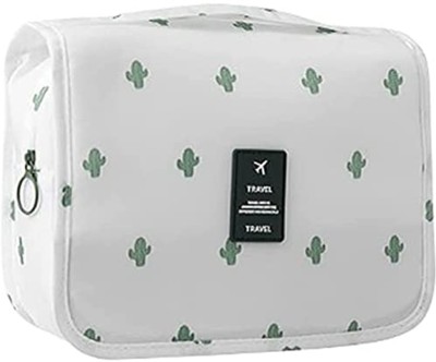 HOUSE OF QUIRK Hanging Travel Toiletry Bag-(White Cactus) Travel Toiletry Kit(White)