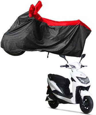 RiderShine Waterproof Two Wheeler Cover for Techo Electra(Dream Neo, Black, Red)