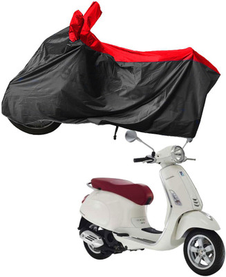 RiderShine Waterproof Two Wheeler Cover for Piaggio(Vespa LX 125, Black, Red)