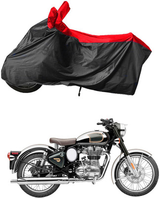 RiderShine Waterproof Two Wheeler Cover for Royal Enfield(Classic Chrome, Black, Red)