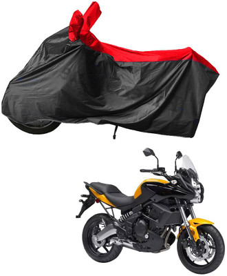 RiderShine Waterproof Two Wheeler Cover for Kawasaki(Versys 650, Black, Red)