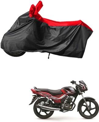 RiderShine Waterproof Two Wheeler Cover for TVS(Star City Plus, Black, Red)