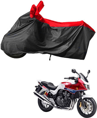 RiderShine Waterproof Two Wheeler Cover for Honda(CB 400, Black, Red)