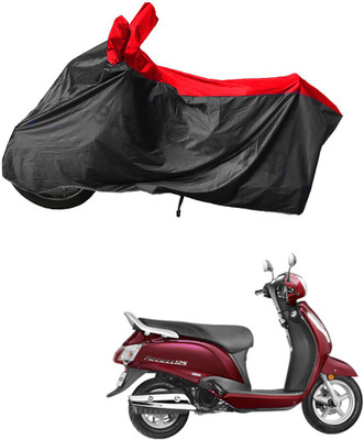 RiderShine Waterproof Two Wheeler Cover for Suzuki(New Access 125, Black, Red)