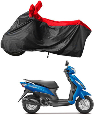 RiderShine Waterproof Two Wheeler Cover for Suzuki(Let's, Black, Red)