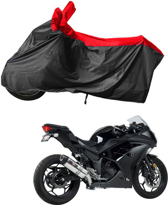 RiderShine Waterproof Two Wheeler Cover for Kawasaki(Ninja 300, Black, Red)