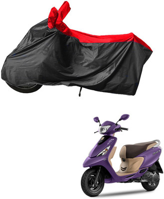 RiderShine Waterproof Two Wheeler Cover for TVS(Scooty Zest 110, Black, Red)