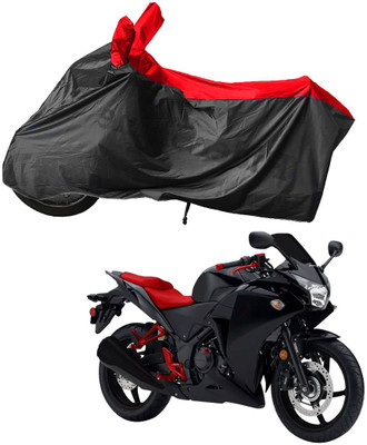 RiderShine Waterproof Two Wheeler Cover for Honda(CBR 250R, Black, Red)