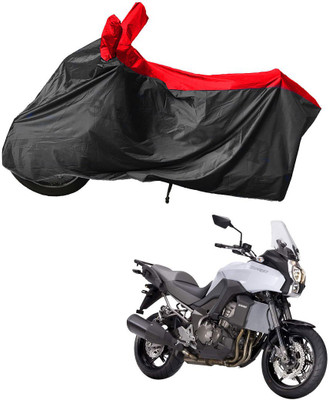 RiderShine Waterproof Two Wheeler Cover for Kawasaki(Versys 1000, Black, Red)