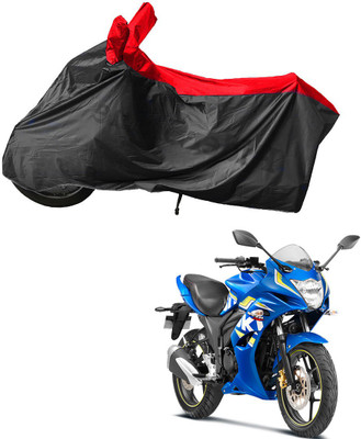RiderShine Waterproof Two Wheeler Cover for Suzuki(Gixxer SF, Black, Red)