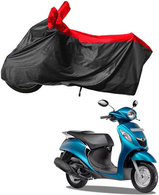 RiderShine Waterproof Two Wheeler Cover for Yamaha(Fascino, Black, Red)