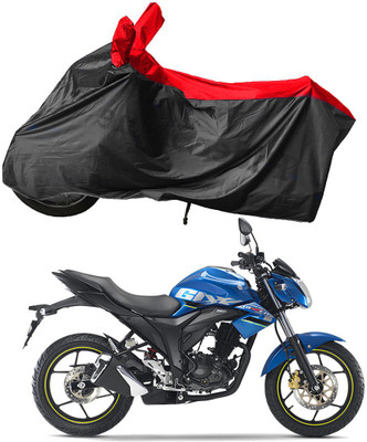 RiderShine Waterproof Two Wheeler Cover for Suzuki(Gixxer, Black, Red)