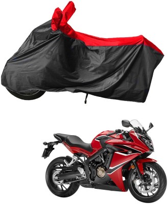 RiderShine Waterproof Two Wheeler Cover for Honda(CBR 650F, Black, Red)