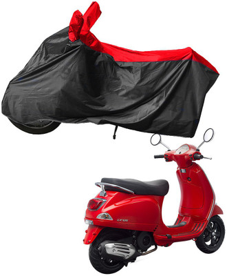 RiderShine Waterproof Two Wheeler Cover for Piaggio(Vespa LX 125, Black, Red)